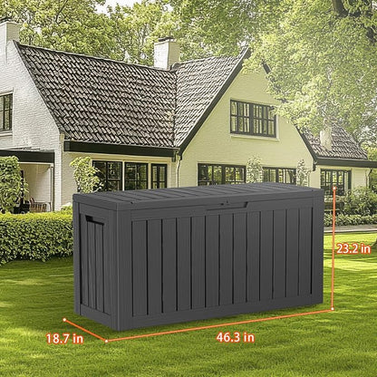 Deck Box, 90 Gallon Black Resin Outdoor Storage
