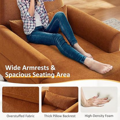 Chaise Lounge Chair Indoor with Adjustable Backrest, Upholstered Mid-Century Reading Chair, Oversized Accent Armchair for Living Room & Bedroom, Comfy Single Sofa Chair, Modern Living Room Chair