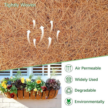 Coco Liners for Planters - 4 Pack 30 Inch Trough Coconut Liners for Planters, Window Box Coco Liners, 100% Natural Coconut Fiber Liners for Wall Hanging Basket, Window Box, Fence Baskets