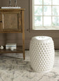 Ceramic Garden Stool, Cream Finish, 18 in H x 21 in D Decorative Accent
