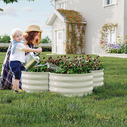 Garvee 2 Pack Galvanized Raised Garden Bed, Outdoor Planter Box with Open Base for Herbs, Veggies & Flowers. Rust-Resistant Raised Garden Beds, Ground-Connected Design for Deep Root Growth