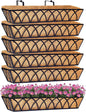6pcs 30 Inch Window Deck with Coco Liner, 30" Window Boxes Horse Trough with Coconut Coir Liner, Metal Hanging Flower Planter Window Basket Deck Railing Planter Boxes for Outdoor Indoor Lawn