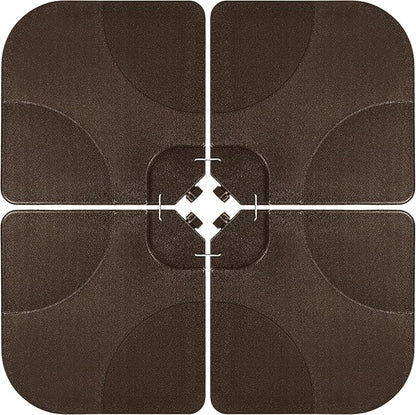 Best Choice Products 4-Piece 155lb Capacity Heavy-Duty Cantilever Offset Patio Umbrella Stand Square Base Plate Set w/Easy-Fill Spouts for Water or Sand - Brown