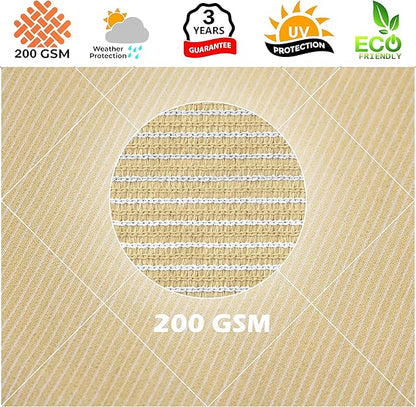 Royal Shade 10' x 10' x 14' Beige Triangle Sun Shade Sail Canopy Outdoor Patio Fabric Screen Awning RSTAPRT10 - UPF50+ 95% UV Blockage, Heavy Duty, Water & Air Permeable (We Make Custom Size)