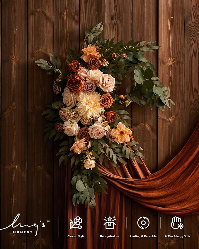 Artificial Flowers Wedding Arch Swag Kit, Terracotta Orange, 4-Piece