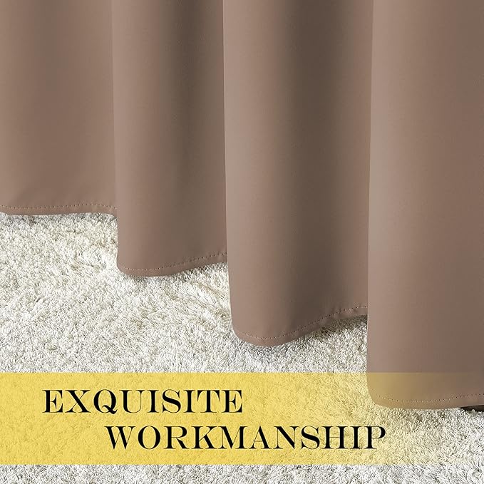 NICETOWN Blackout Curtain Drape for Bedroom - Grommet Noise Reducing Thermal Insulated Solid Room Darkening Window Treatment for Flat/Apartment (1 Panel, Cappuccino, 66 x 66 Inch)