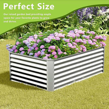 4x2x2FT Galvanized Raised Garden Bed,Galvanized Planter Boxes Outdoor, Large Metal Raised Garden Beds for Vegetables-Silver