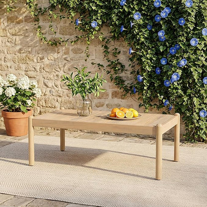 Christopher Knight Home Lenor Patio Acacia Wood Coffee Table, Solid Wood Outdoor Table for Patio Furniture Set, Slat Panel Rectangular Top, Light Teak
