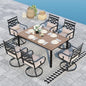 Sophia & William Swivel Patio Dining Set for 6 | Outdoor Table and Chairs | Removable Seat Cushions | 64" Metal Tabletop with Wood Texture