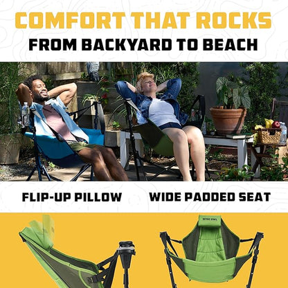 Wise Owl Outfitters Hammock Chair for Adults – Comfortable Portable Folding Rocking Camping Chair with Carry Bag – Great for Lawn, Campsite & Outdoors