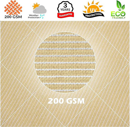 Royal Shade 20' x 20' x 20' Beige Triangle Sun Shade Sail Canopy Outdoor Patio Fabric Screen Awning RTAPT20 - UPF50+ 95% UV Blockage, Heavy Duty, Water & Air Permeable (We Make Custom Size)