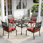 Sophia and William Outdoor Patio Dining Set for 4, Outdoor Table and Chairs, Removable Seat Cushions, Black 37" Patio Dining Table,Red