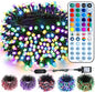 Brizled Christmas String Lights, 33ft 100 LED Color Changing Christmas Lights with Remote, RGB Christmas Tree Light Dimmable Music Plugin Mini Xmas Light Outdoor for Xmas Party Home