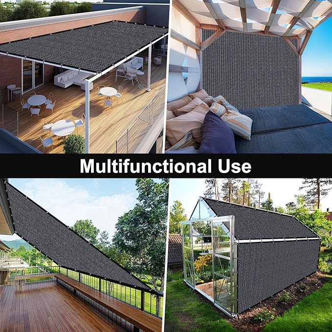 Artpuch 90% Sun Shade Cloth, 6 x 6 FT Pergola Shade Cover Canopy with Grommets, Sun Screen Fabric Tarp for Patio, Outdoor, Garden, Backyard, Dark Grey
