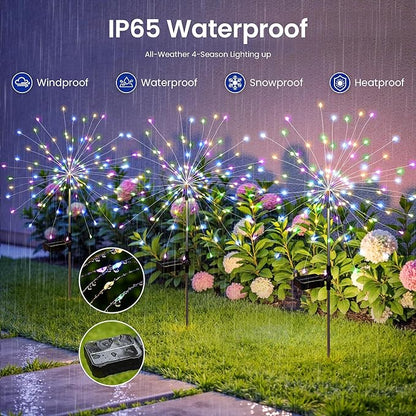 Solar Lights Outdoor, 120LED 2pack Fairy Garden Lights Decor for Outside Fireworks Lights Solar Powered for Yard, Patio, Pathway, Walkway, Balcony,Multicolor
