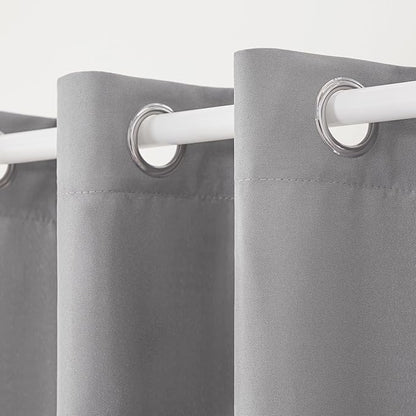TOWN & COUNTRY BASICS Cabana Solid Heavyweight Indoor Outdoor Curtains, Light Filtering Opacity with Grommet Top, Water Repellent, 2-Pack Set, 54"x96", Medium Grey