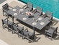 SERWALL 9-Piece Outdoor Dining Set, 60" - 83" Expandable Outdoor Dining Table and 8 HDPE Chairs, All Weather HDPE Outdoor Furniture Set for Backyard, Garden, Grey