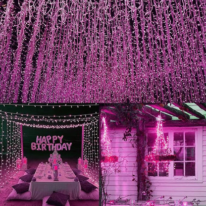 66Ft 200LED Pink Fairy Lights Plug in, Waterproof String Lights Outdoor & Indoor 8 Modes with Timer Valentines Day Decor, Twinkle Light for Girl's Room, Galentines Day, Wedding, Gifts for Women, Lover