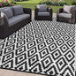 SAND MINE Waterproof Outdoor Rug 8x10 ft, Plastic Reversible Rug, Modern Area Rug, Large Floor Mat for Outdoors, RV, Patio, Backyard, Deck, Picnic, Beach, Camping (8' x 10', Black & White Lattice)