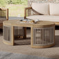 Christopher Knight Home Buekaz Outdoor Acacia Wood Coffee Table with Woven Rope Accents, Outdoor Patio Slatted Oval Centerpiece, Boho Chic Garden Sofa Side Accent Table for Modern Decor, Light Teak