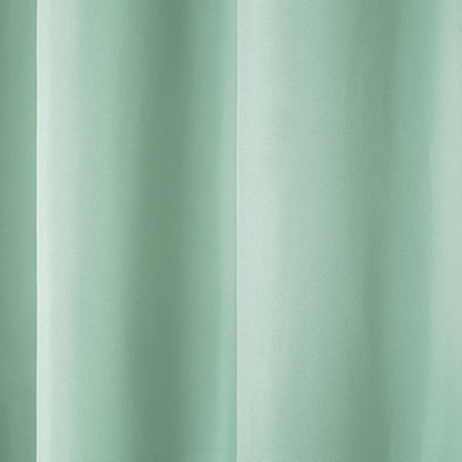TOWN & COUNTRY BASICS Cabana Solid Heavyweight Indoor Outdoor Curtains, Light Filtering Opacity with Grommet Top, Water Repellent, 2-Pack Set, 54"x120", Seafoam