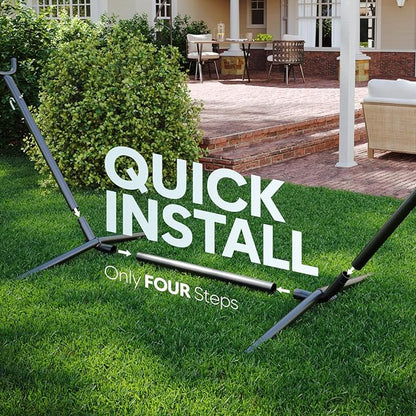 Hammock with Stand for Outside, 600lbs Portable Hammock with Steel Frame for 2-Person Outside Patio, Heavy Duty, Easy Assembly