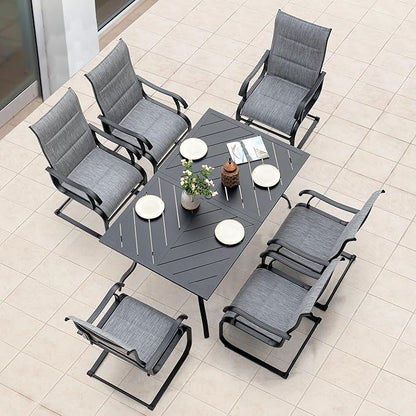 NUU GARDEN 6-Person Outdoor Dining Table, All Weather Patio Table with Umbrella Hole, Backyard Bistro Table, Black, 61x37x29 inches, 150 LBS Load Capacity
