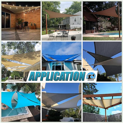 Amgo Custom Size 9' x 10' x 13.5' Beige Right Triangle Sun Shade Sail Order to Make Canopy Awning UPF50+ AGSLT, 95% UV Blockage, Water & Air Permeable, 200GSM Commercial Standard (We Customize)