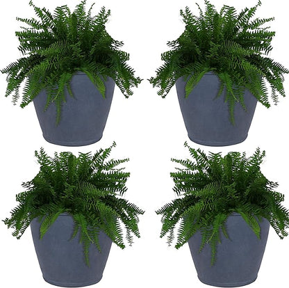 Sunnydaze 24-Inch Anjelica Large Plastic Pot for Plants - Outdoor Double-Walled Large Plastic Planter with Drillable Drainage Holes - Slate - 4pk