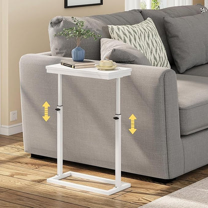 TUTOTAK End Table, Side Table, Tall Couch Table, Sofa Table, Living Room, Bedroom, White TB01BW0832