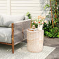 Christopher Knight Home Jayme 18.5" Indoor Outdoor Cylinder Accent Side Table, Patio Decorative End Table, Lightweight Concrete Garden Stool for Patio Living Room Balcony & Garden Decor, Travertine