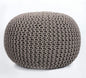 FRELISH DECOR Round Pouf Ottoman Hand Knitted 100% Cotton Pouf - Foot Stool - Knitted Bean Bag - Floor Chair for Living Room Bedroom - Foot Rest for Couch (20 Diameter x 14 Height) - Beige