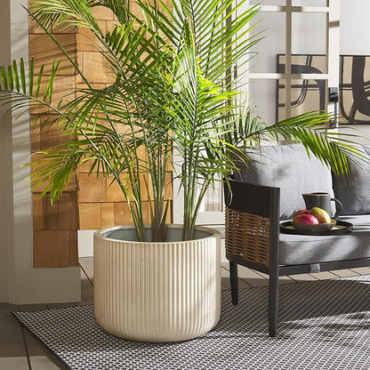 SAFAVIEH Outdoor Collection Lucca Beige Cement Ficonstone Planter Pot