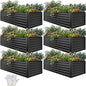 YITAHOME 6pcs 8x4x2 ft Galvanized Raised Garden Bed Kit, Large Metal Planter Box with Gloves, Safety Rubber & Support Rod, Outdoor Flower Bed for Plants Vegetables, Black