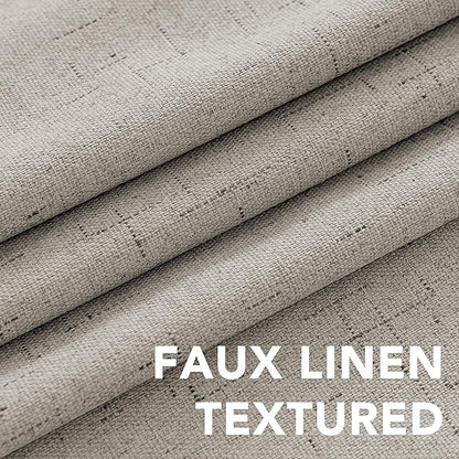 H.VERSAILTEX Linen Blackout Curtains Durable Thick Textured Linen Look 100% Blackout Patio Door Curtain Anti Rust Grommet Extra Wide Sliding Door Curtain Panel, W100 x L96 inch - Stone