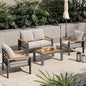 Aoxun Aluminum Outdoor Patio Furniture Set, 4 Seats Outdoor Sectional with Coffee Table, Patio Conversation Sets with Upgraded Armrests and Cushions for Backyard, Garden and Poolside
