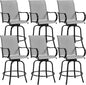 Yaheetech Patio Swivel Barstools Outdoor Chairs Set of 6, High Bistro Stools Outdoor Furniture, All-Weather Patio Stools for Outside, Beach, Lawn, Poolside and Garden, Black/Light Gray