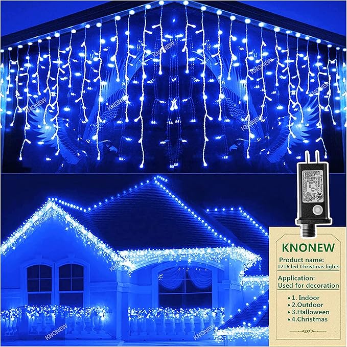 String Lights 99 ft Blue LED Strand with 8 Lighting Modes