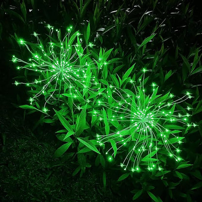 JJGoo Solar Firework Lights, 2 Pack 150 LEDs 2 Lighting Modes Solar Lights Outdoor Waterproof for Garden Patio Walkway Pathway Party Wedding Christmas Decorative - Green