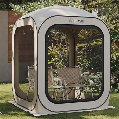 East Oak Screen House Tent Pop-Up, Portable Screen Room Canopy Instant Screen Tent 4 x 4 FT with Carry Bag for Patio, Backyard, Deck & Outdoor Activities, Beige