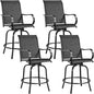 Yaheetech Patio Swivel Barstools Outdoor Chairs Set of 4, High Bistro Stools Outdoor Furniture, All-Weather Patio Stools for Outside, Beach, Lawn, Poolside and Garden, Black