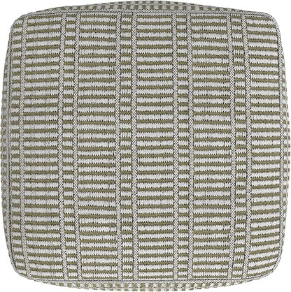 SIMPLIHOME Safford Square Pouf - 20 inch Wide Upholstered PET Polyester Ottoman in Natural/Travertine/White, Boho Indoor/Outdoor Footstool or Extra Seating for Living Room or Bedroom, Assembled