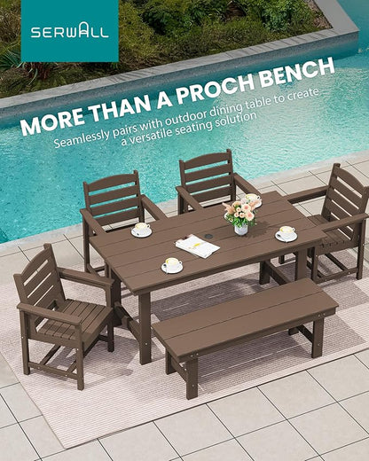 SERWALL 2-Person Outdoor Bench Backless, HDPE Outdoor Benches Weatherproof, 700 Lbs Weight Capacity, Poly Lumber Patio Furniture for Garden, Porch and Park, Coffee