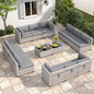 12-Seat Modular Patio Furniture Set – Outdoor Wicker Sectional Sofa with Thick 4″ Cushions, Dual-Strand PE Rattan, Rust-Resistant 18 mm Steel Frame, Backyard Garden Deck Lounge,Black