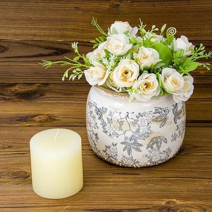 Vintage Ceramic Ice Crack Flower Pot with Drainage Holes, Country Rustic Planters for Indoor and Outdoor,Tuscan Decor,Home,Living Room, Garden Decor, Gardening Gift (Farmhouse)