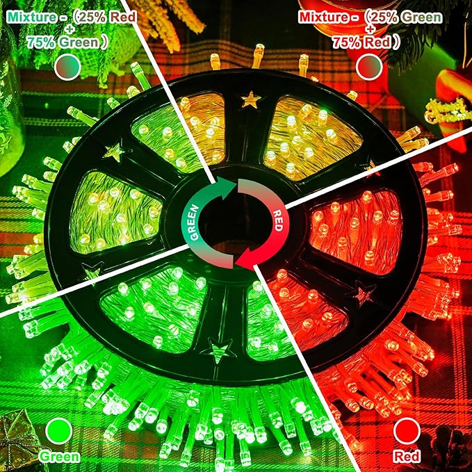 String Lights 168ft Red to Green Color Changing LED Outdoor Lights