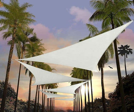 Amgo Custom Size 17' x 17' x 17' White Triangle Sun Shade Sail Order to Make Canopy Awning UPF50+ AGSLT, 95% UV Blockage, Water & Air Permeable, 200GSM Commercial Standard (We Customize)
