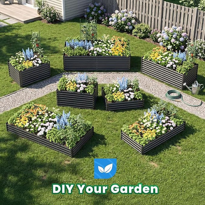 Quictent Galvanized Raised Garden Bed 8x4x2 Ft Tall Metal Planter Box for Vegetables Bottomless for Backyard, 2 Tomato Cages Included, 22.04" Deep, Dark Grey