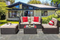 Vongrasig 5 Piece Patio Furniture Sets, All-Weather PE Rattan Wicker Outdoor Sectional Couch, Small Patio Conversation Set with Glass Table for Garden Pool, Beige