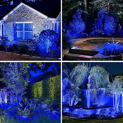T-SUN Solar Spot Lights Outdoor, 4 Pack 49LED Landscape Spotlights, 2 Lighting Modes Auto ON/Off Solar Lights for Trees, Garden, Yard, Pathway, Driveway(Blue)